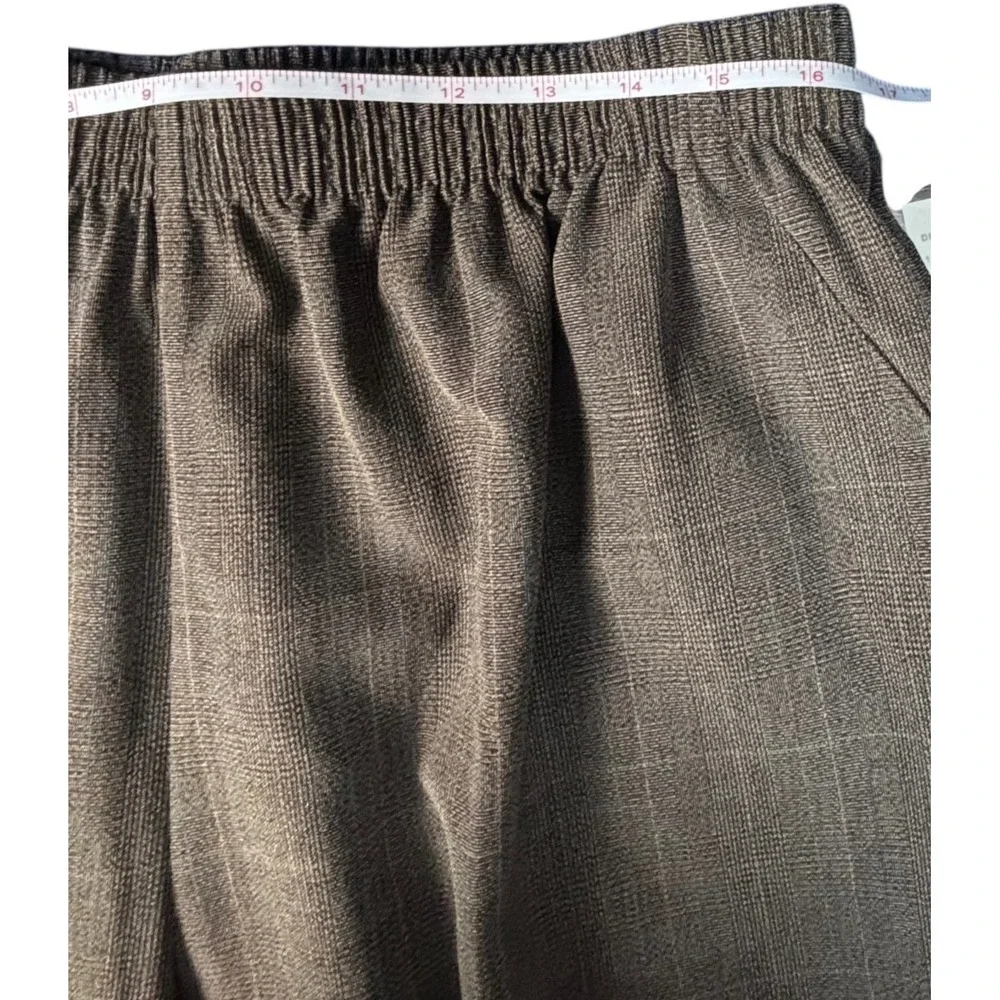 Vtg Donnkenny Woman Size 22W Choco Turq Plaid Striped Dress Slacks Elastic NWT - Picture 5 of 9